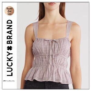Lucky Brand Ruffled Hem Plaid Top